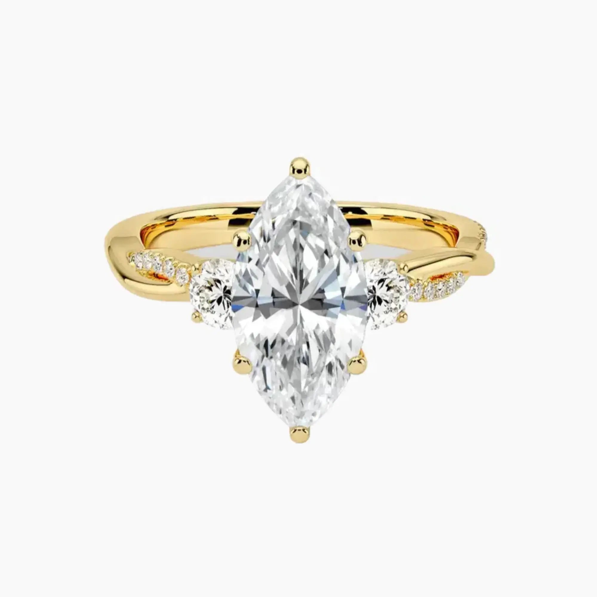 Calista Twisted Marquise Designer 2 Carat Lab Grown Diamond Engagement Ring in 14K Yellow Gold