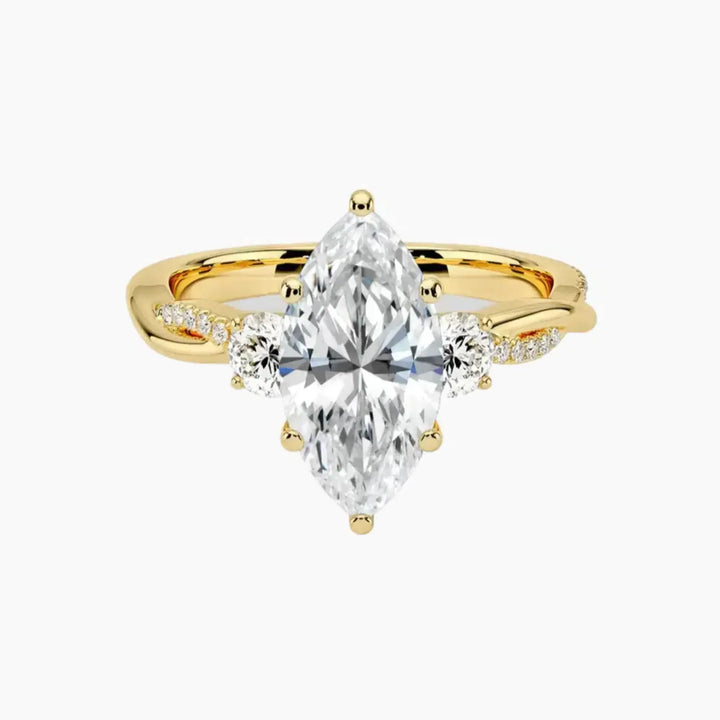 Calista Twisted Marquise Designer 1 Carat Lab Grown Diamond Engagement Ring in 18K Yellow Gold
