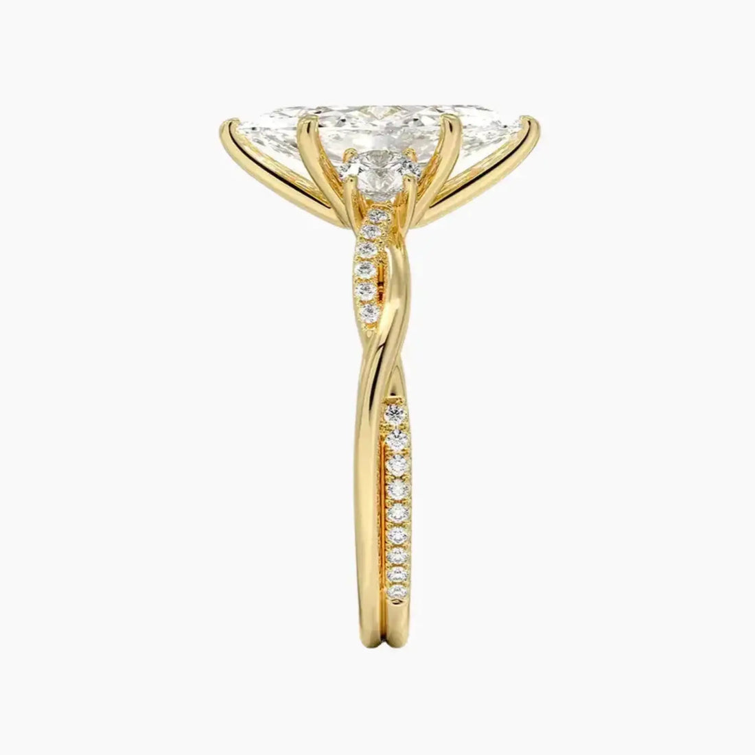 Calista Twisted Marquise Designer Diamond Ring Setting in 18K Yellow Gold