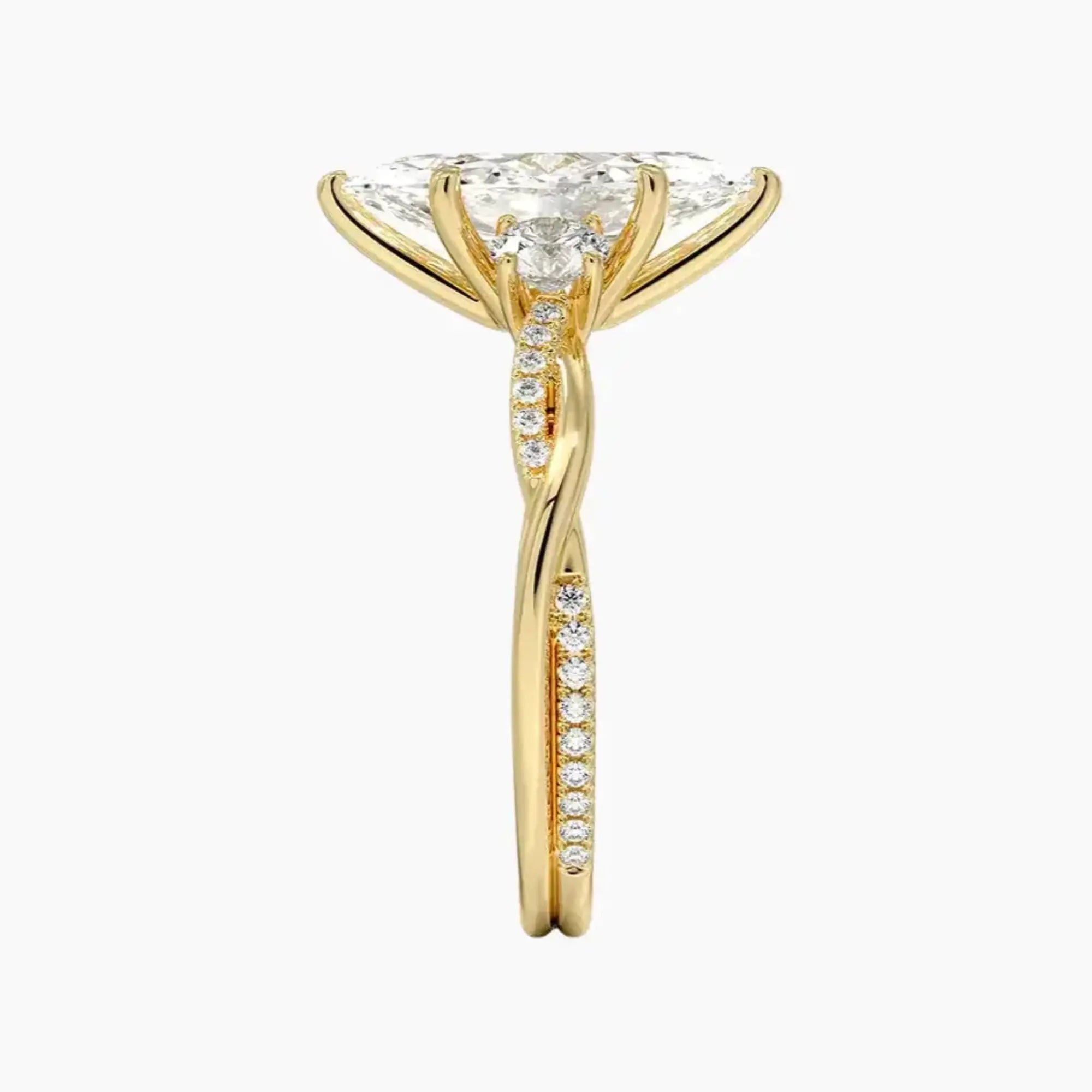 Calista Twisted Marquise Designer 1.5 Carat Lab Grown Diamond Engagement Ring in 18K Yellow Gold