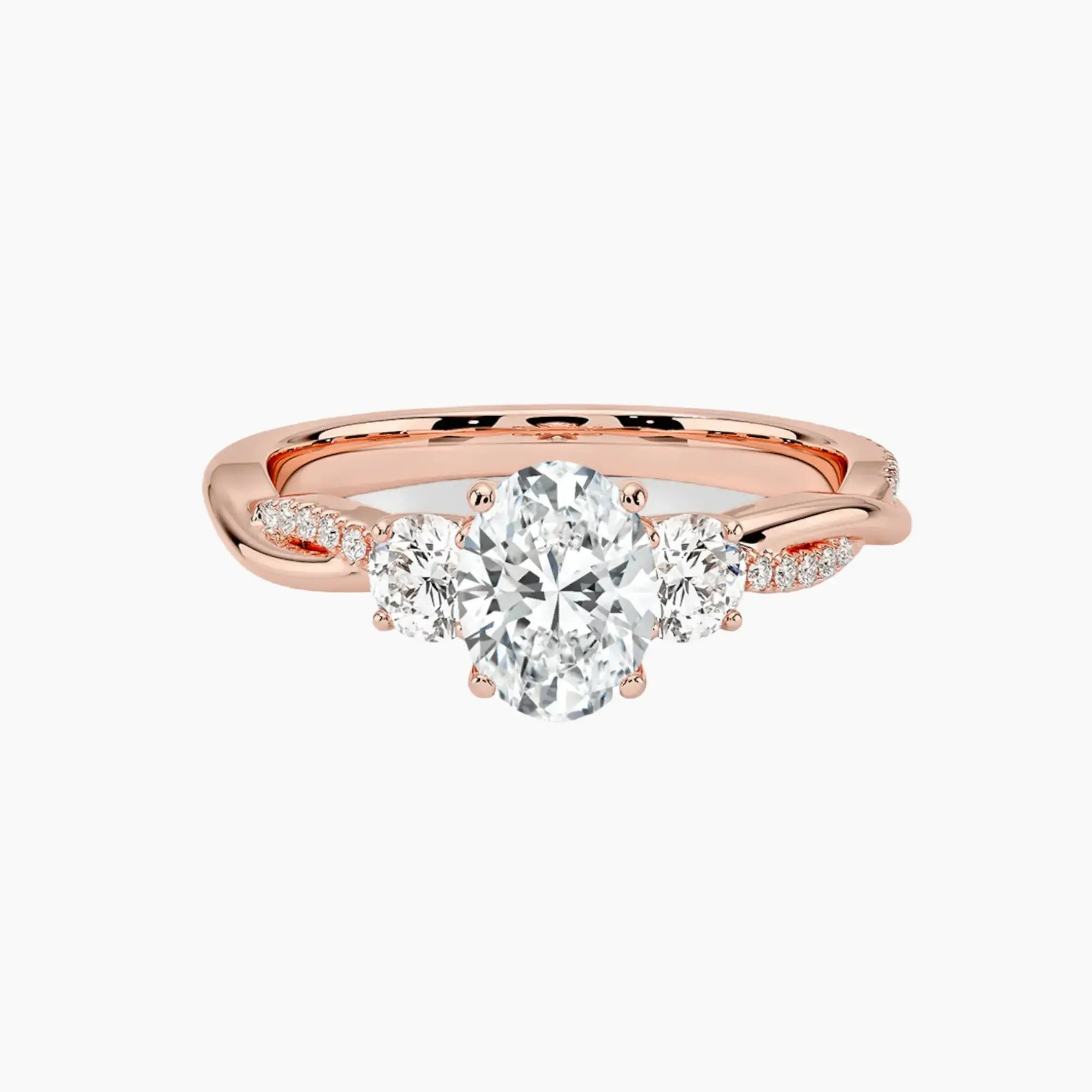 Calista Twisted Oval Designer Diamond Ring Setting in 14K White Gold