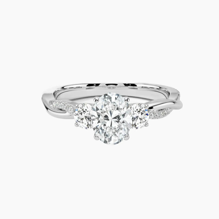 Calista Twisted Oval Designer 3 Carat Lab Grown Diamond Engagement Ring in 14K White Gold