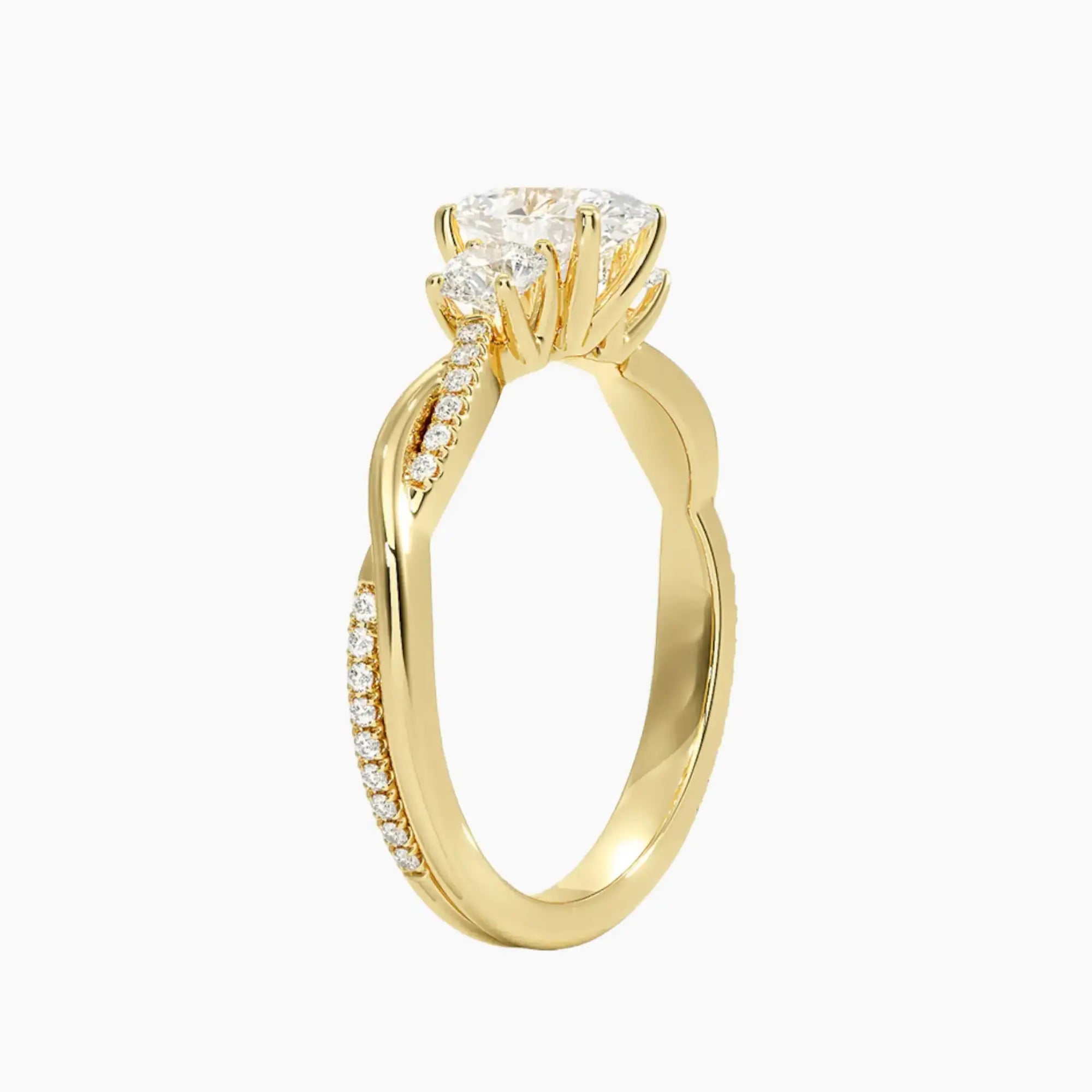 Calista Twisted Oval Designer 2 Carat Lab Grown Diamond Engagement Ring in 18K Yellow Gold