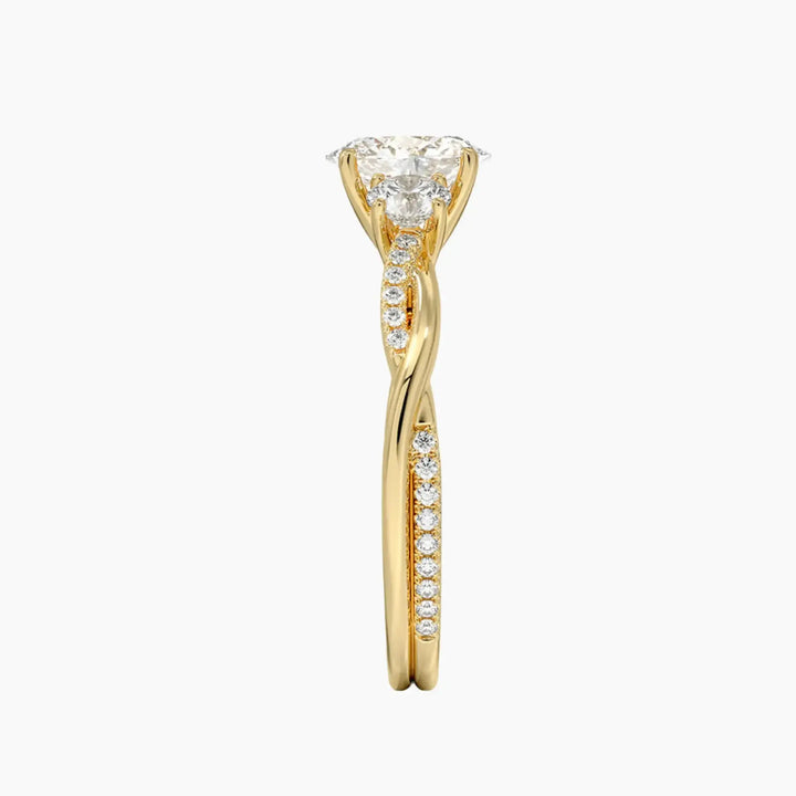 Calista Twisted Oval Designer 3 Carat Lab Grown Diamond Engagement Ring in 14K Rose Gold
