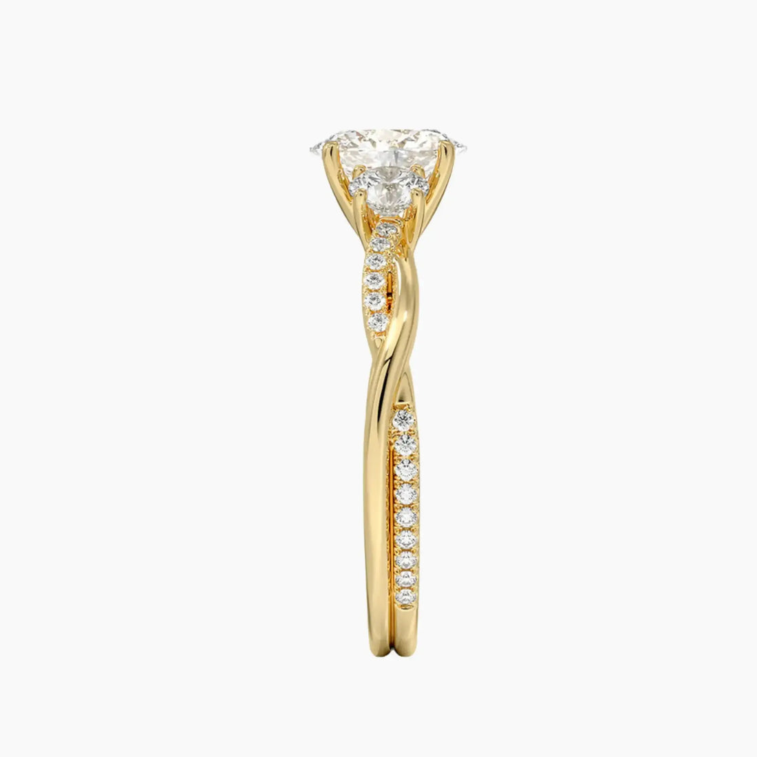 Calista Twisted Oval Designer 3 Carat Lab Grown Diamond Engagement Ring in 14K White Gold