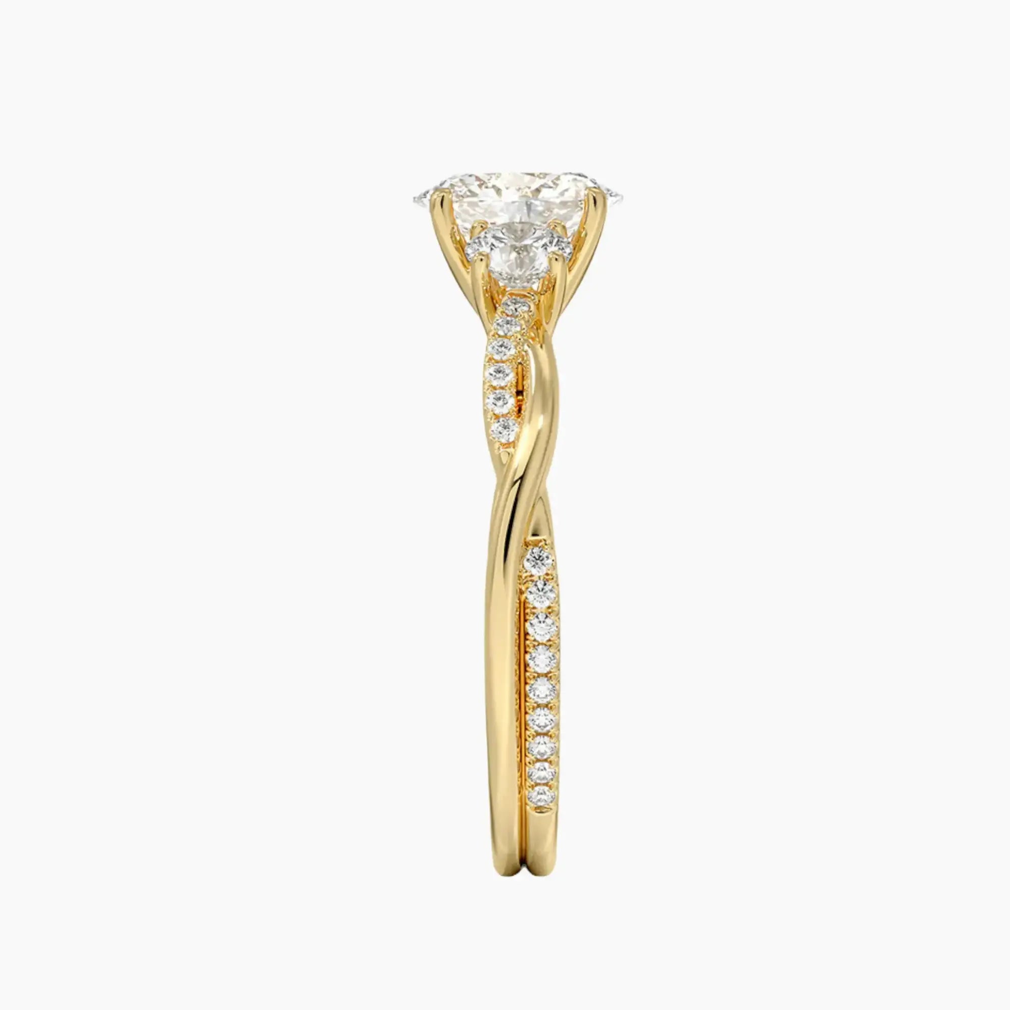 Calista Twisted Oval Designer 1.5 Carat Lab Grown Diamond Engagement Ring in 18K White Gold