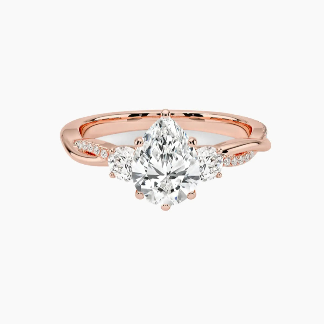 Calista Twisted Pear Designer 2.5 Carat Lab Grown Diamond Engagement Ring in 18K Yellow Gold