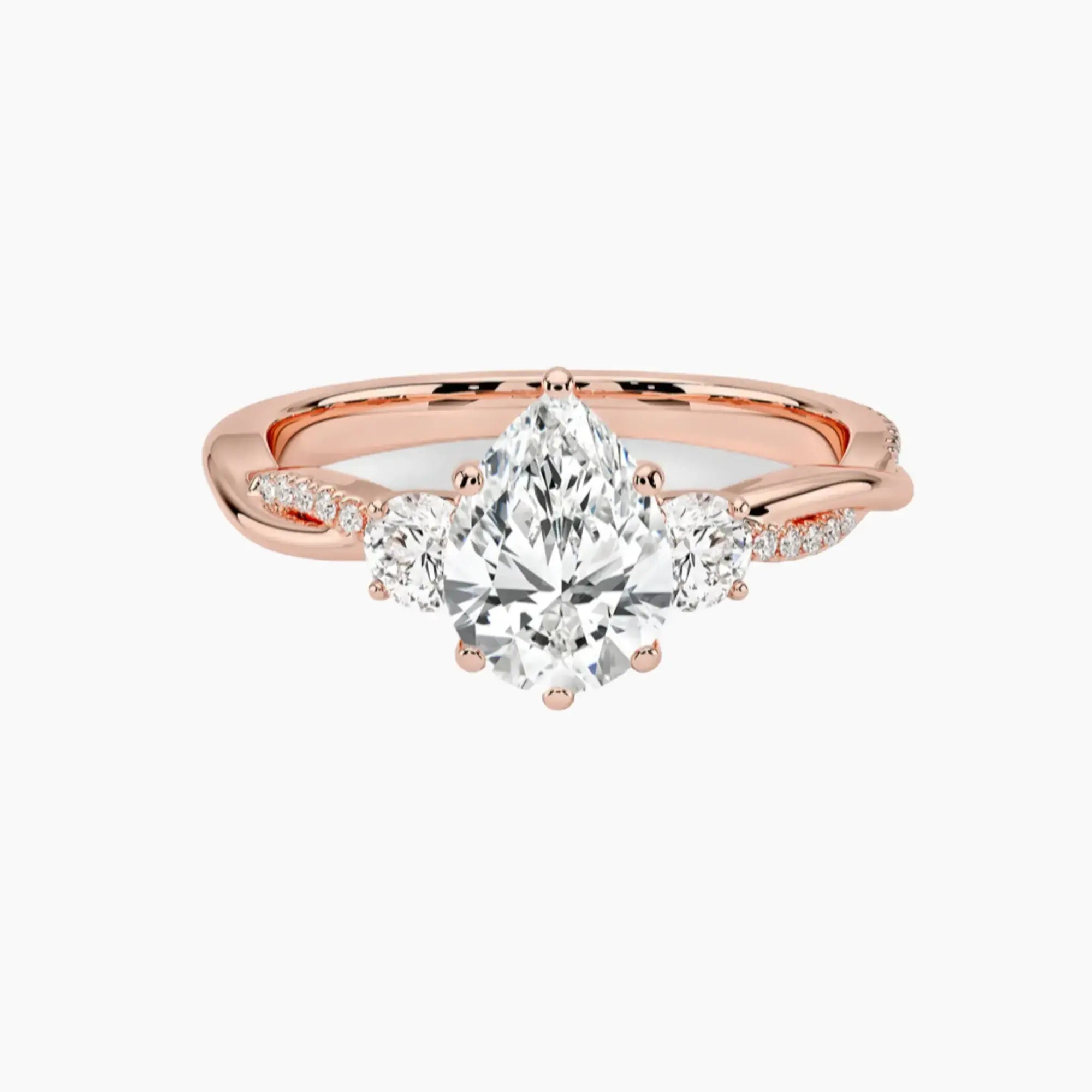 Calista Twisted Pear Designer 2.5 Carat Lab Grown Diamond Engagement Ring in 14K Yellow Gold