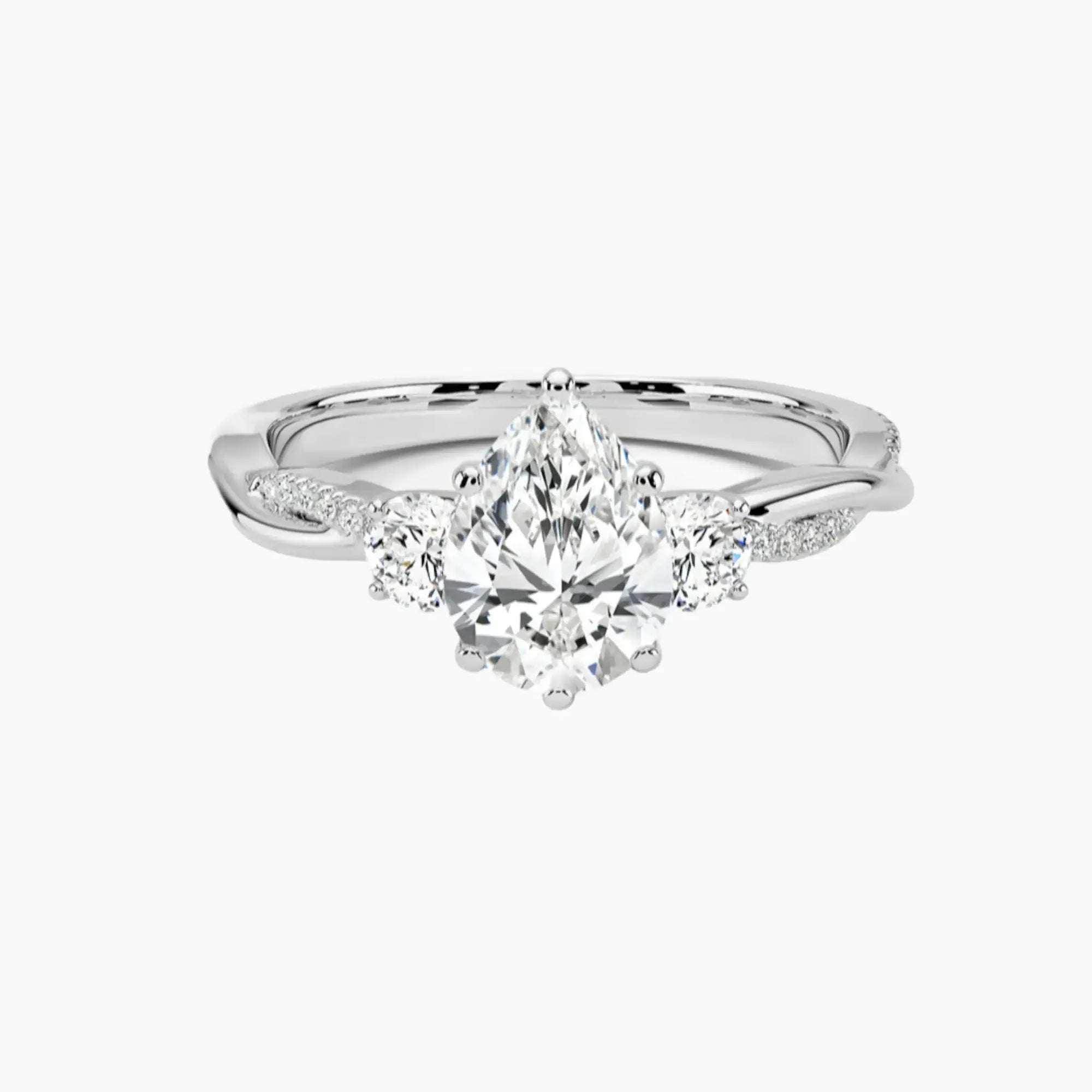 Calista Twisted Pear Designer 3 Carat Lab Grown Diamond Engagement Ring in 18K Yellow Gold