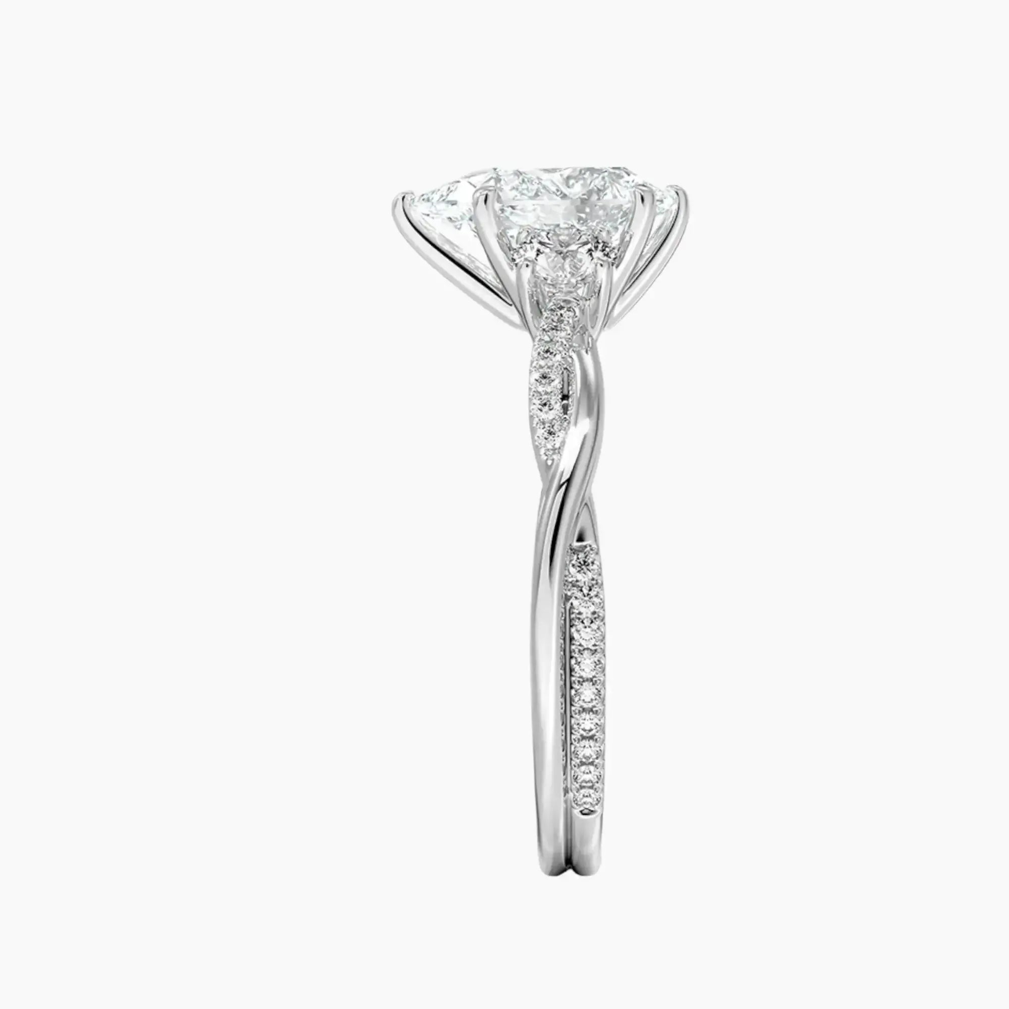 Calista Twisted Pear Designer 3 Carat Lab Grown Diamond Engagement Ring in 18K Rose Gold