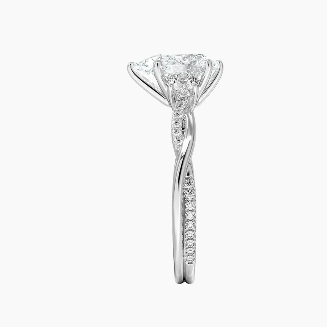 Calista Twisted Pear Designer 3 Carat Lab Grown Diamond Engagement Ring in 18K Rose Gold