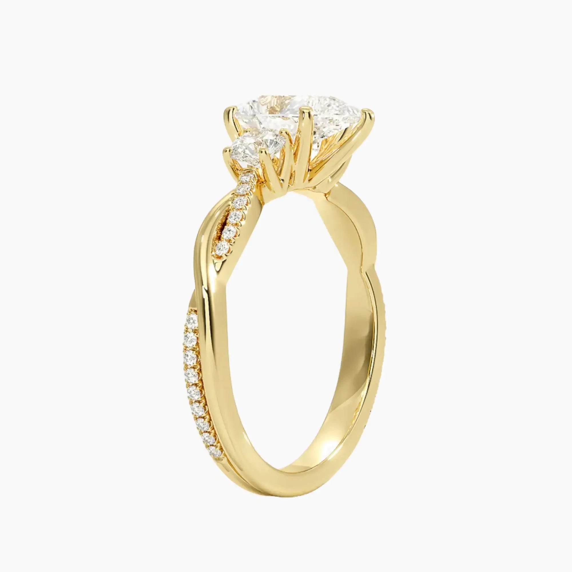Calista Twisted Pear Designer 1.5 Carat Lab Grown Diamond Engagement Ring in 14K Yellow Gold