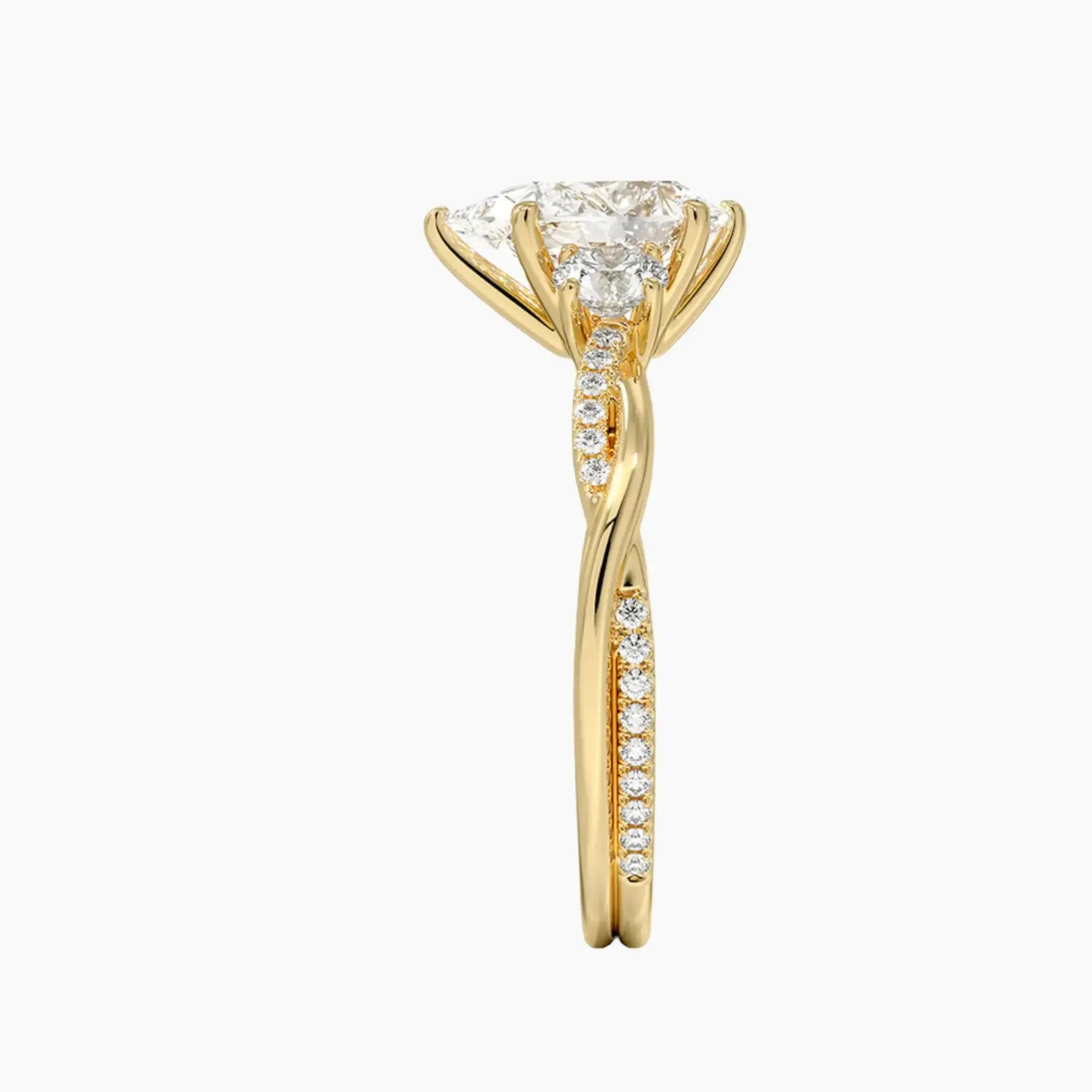 Calista Twisted Pear Designer 2.5 Carat Lab Grown Diamond Engagement Ring in 14K Yellow Gold