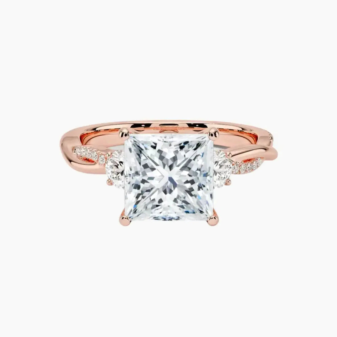 Calista Twisted Princess Designer 1 Carat Lab Grown Diamond Engagement Ring in 14K Rose Gold