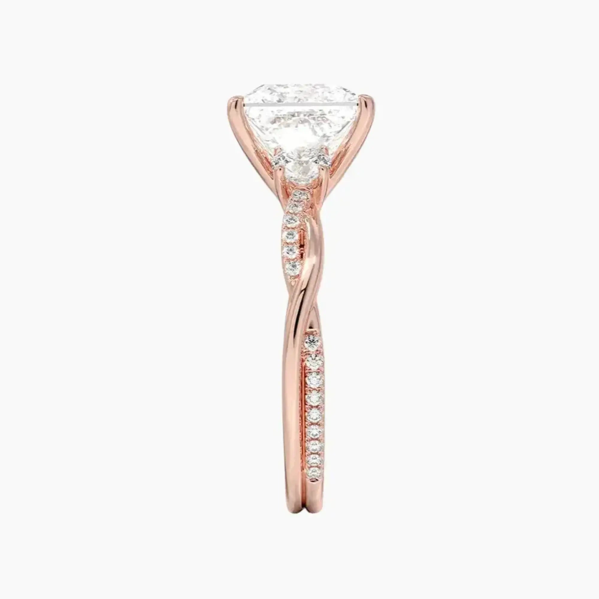 Calista Twisted Princess Designer 2 Carat Lab Grown Diamond Engagement Ring in 14K Rose Gold