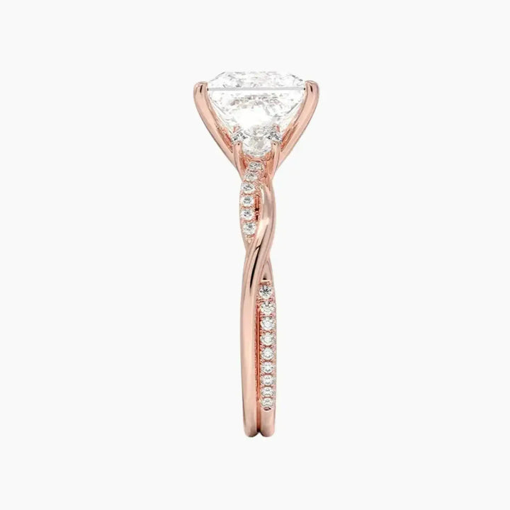 Calista Twisted Princess Designer 3 Carat Lab Grown Diamond Engagement Ring in 18K White Gold