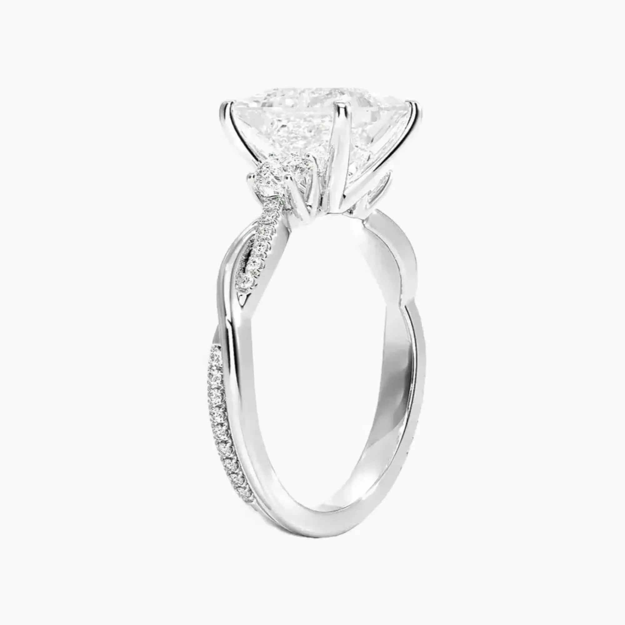 Calista Twisted Princess Designer 2 Carat Lab Grown Diamond Engagement Ring in 14K Rose Gold