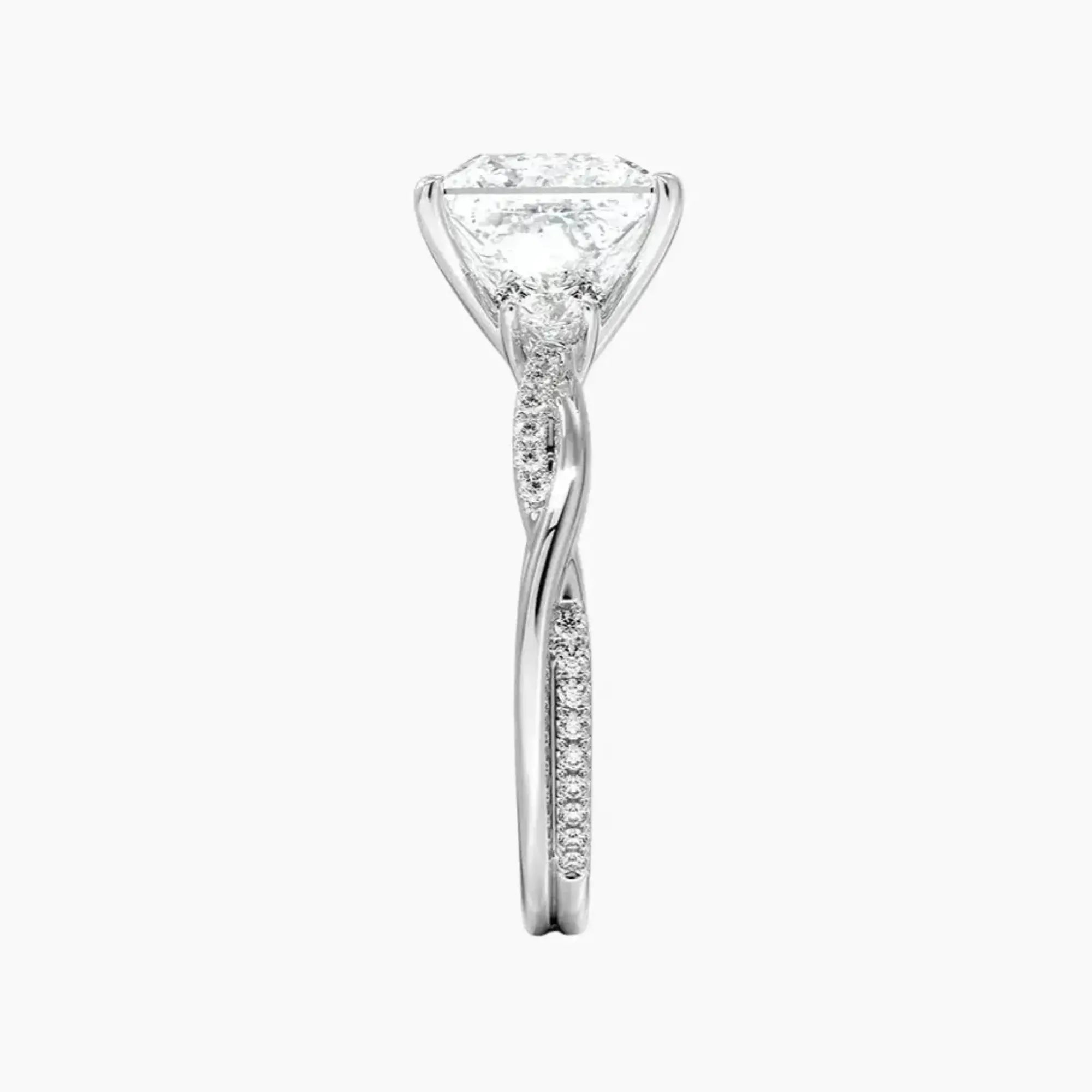 Calista Twisted Princess Designer 3 Carat Lab Grown Diamond Engagement Ring in 18K Rose Gold