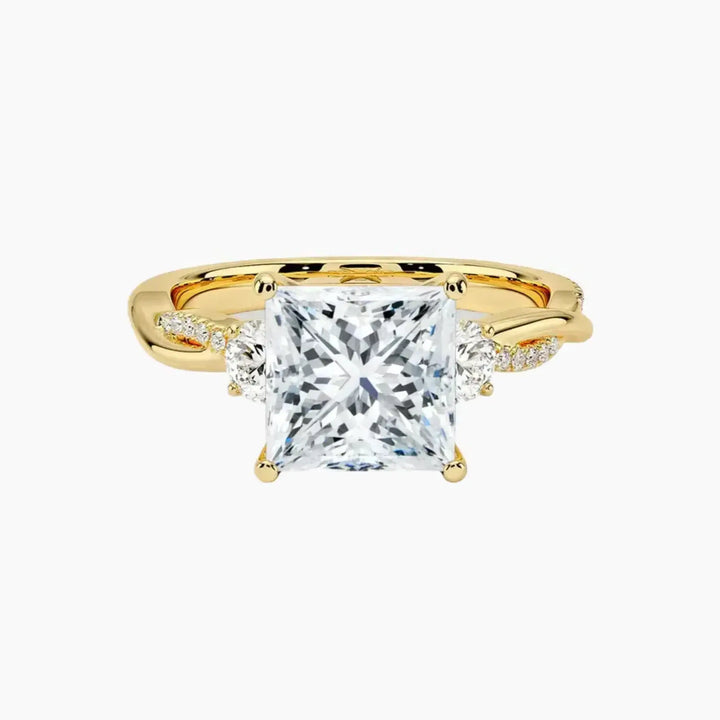 Calista Twisted Princess Designer 2 Carat Lab Grown Diamond Engagement Ring in 18K Yellow Gold