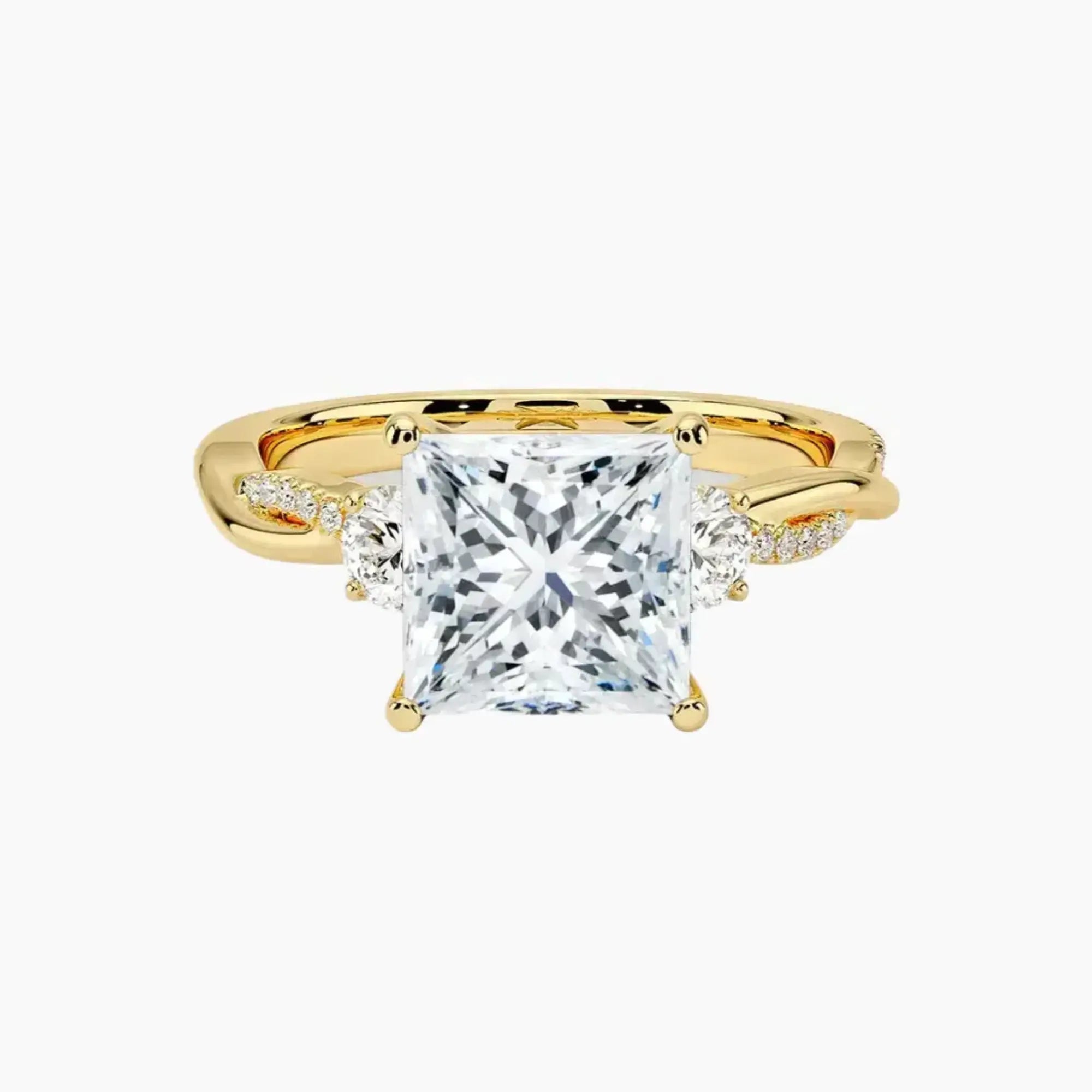 Calista Twisted Princess Designer 2.5 Carat Lab Grown Diamond Engagement Ring in 14K Rose Gold