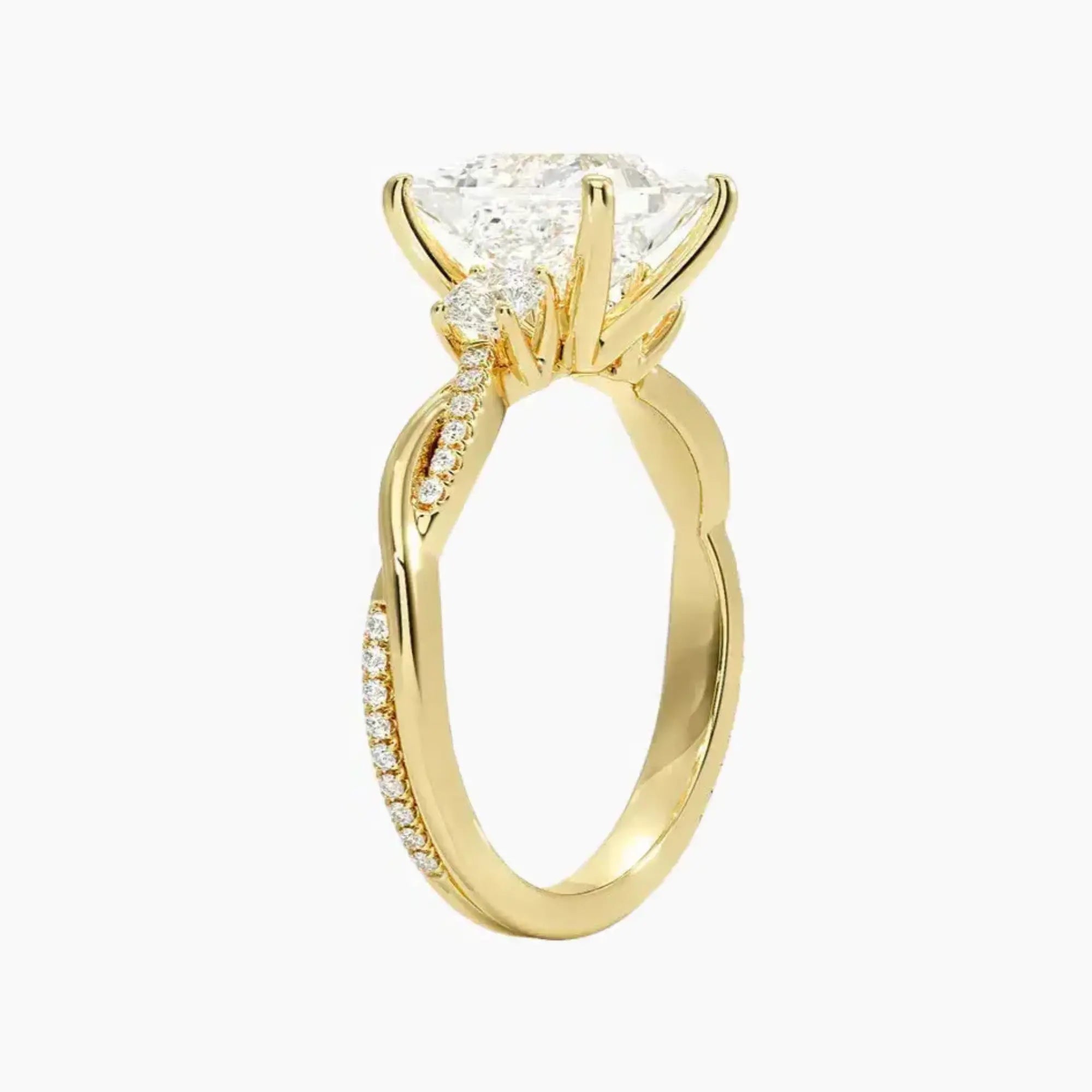 Calista Twisted Princess Designer 1 Carat Lab Grown Diamond Engagement Ring in 14K Rose Gold