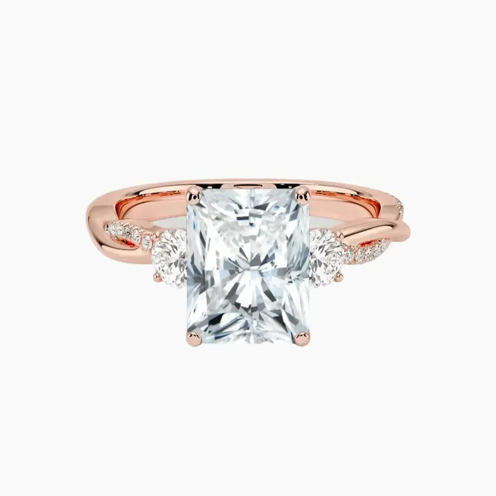 Calista Twisted Radiant Designer 2 Carat Lab Grown Diamond Engagement Ring in 14K Rose Gold