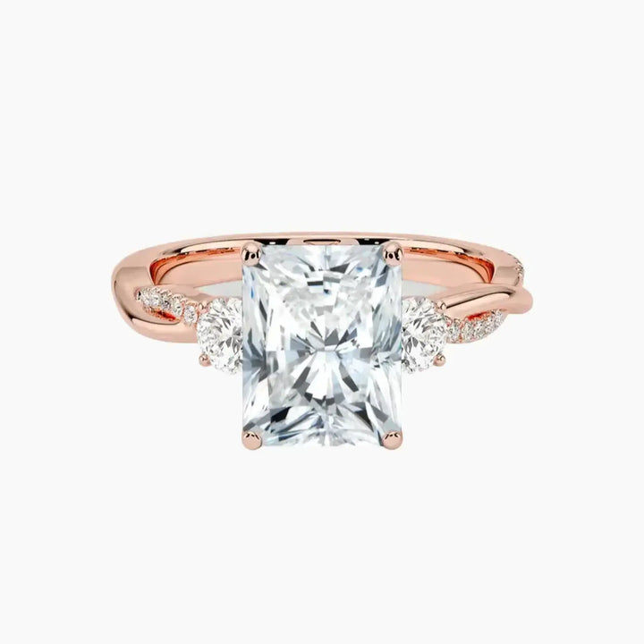 Calista Twisted Radiant Designer 2 Carat Lab Grown Diamond Engagement Ring in 14K Rose Gold