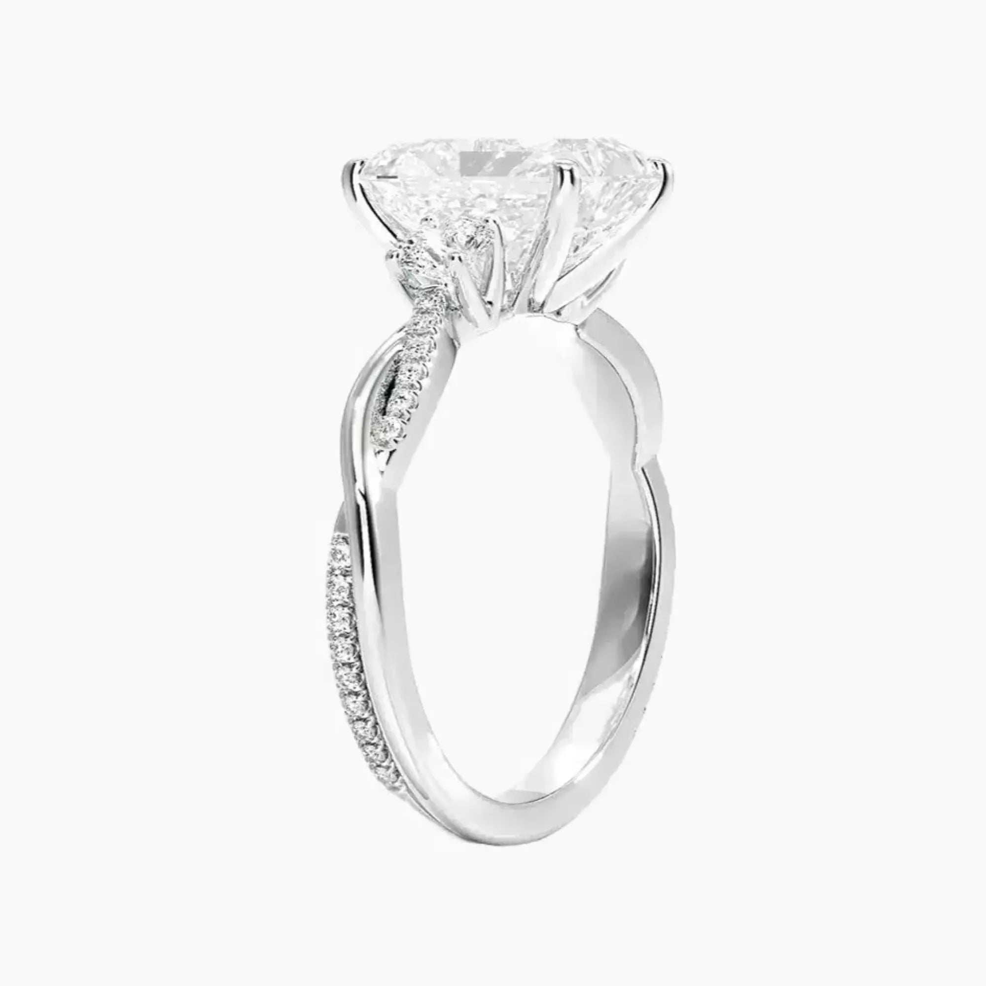 Calista Twisted Radiant Designer 1 Carat Lab Grown Diamond Engagement Ring in 14K White Gold