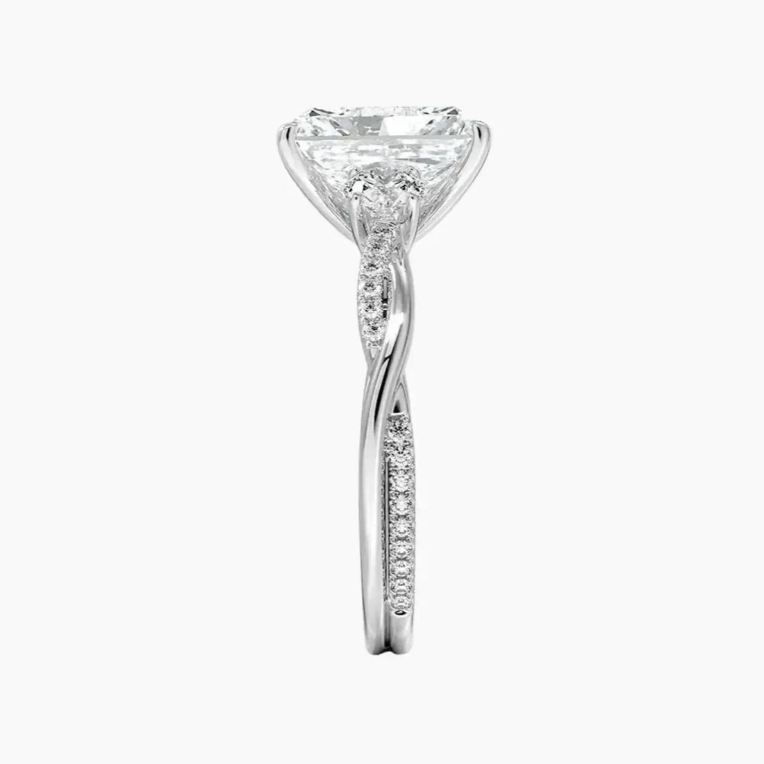 Calista Twisted Radiant Designer 2 Carat Lab Grown Diamond Engagement Ring in 14K White Gold