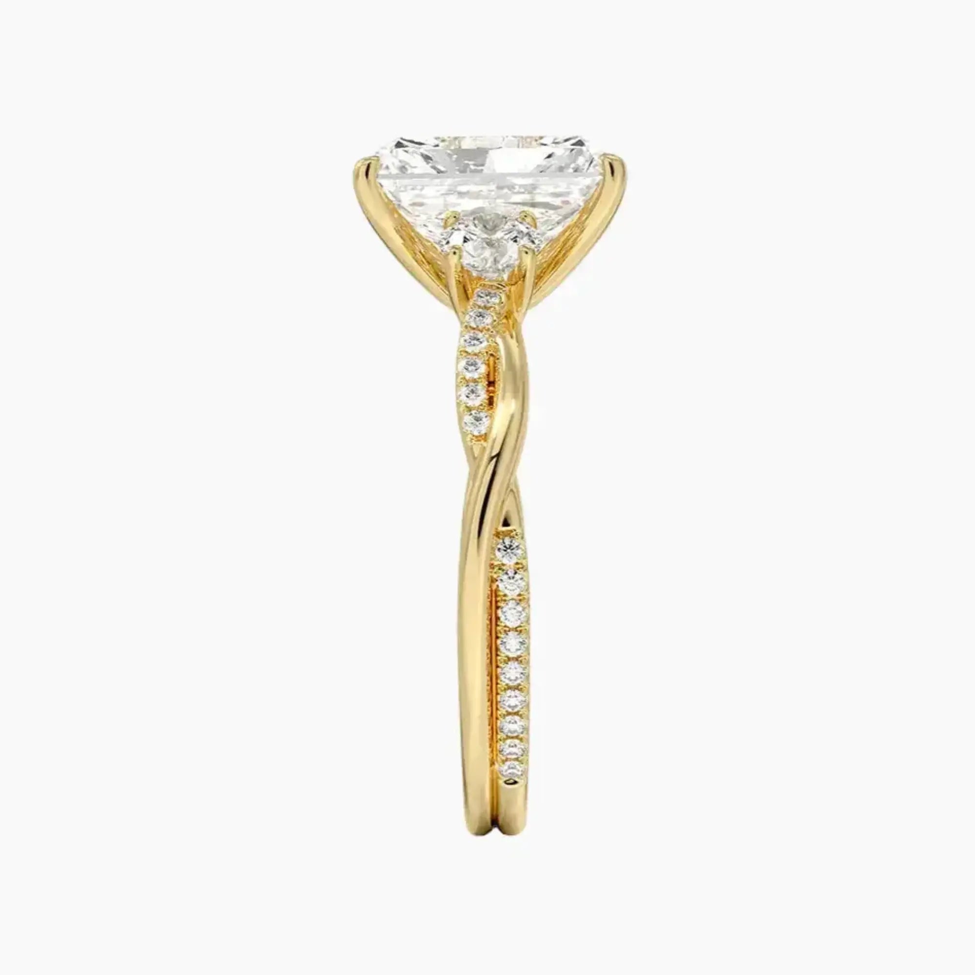 Calista Twisted Radiant Designer 1 Carat Lab Grown Diamond Engagement Ring in 14K Rose Gold