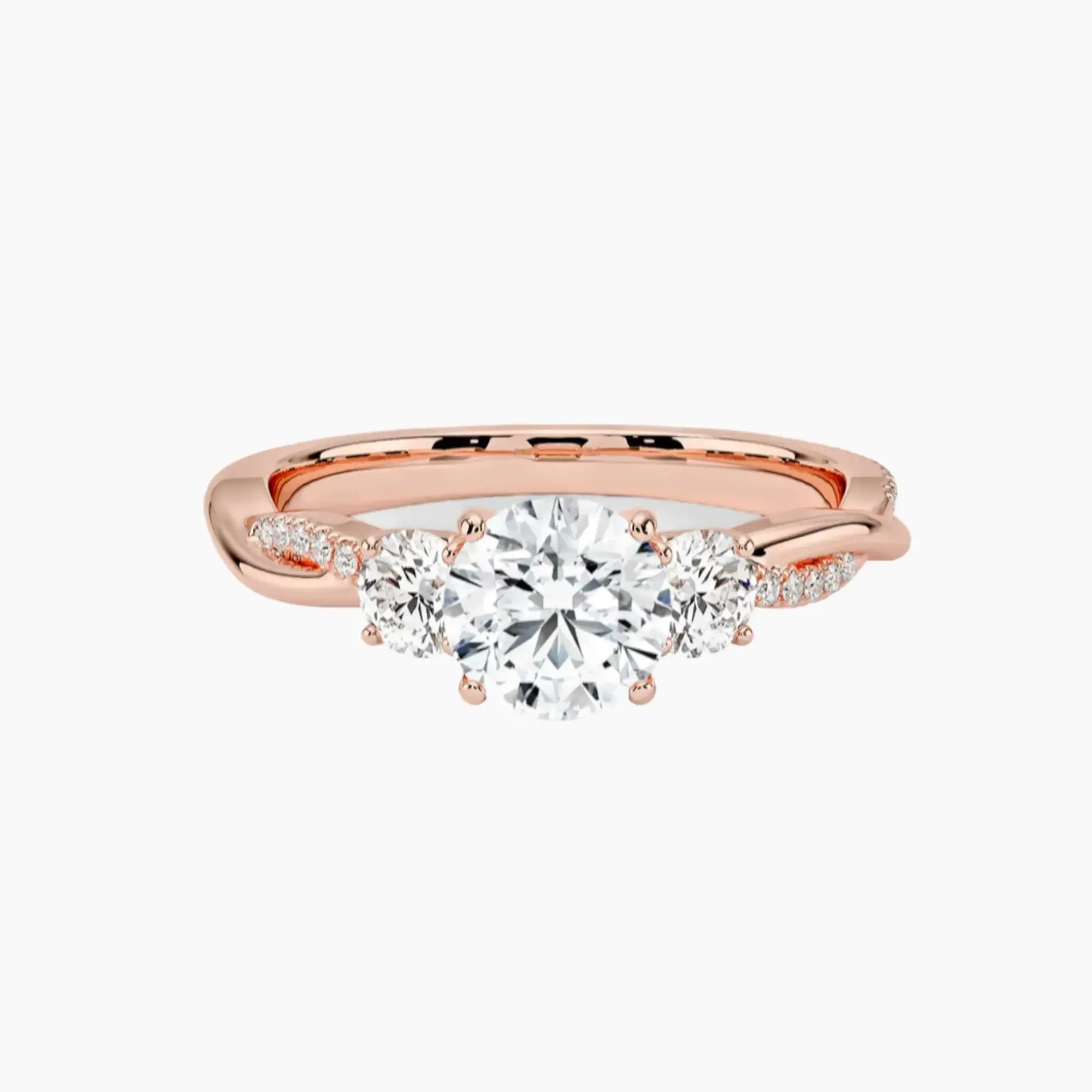 Calista Twisted Round Designer 1 Carat Lab Grown Diamond Engagement Ring in 14K Rose Gold