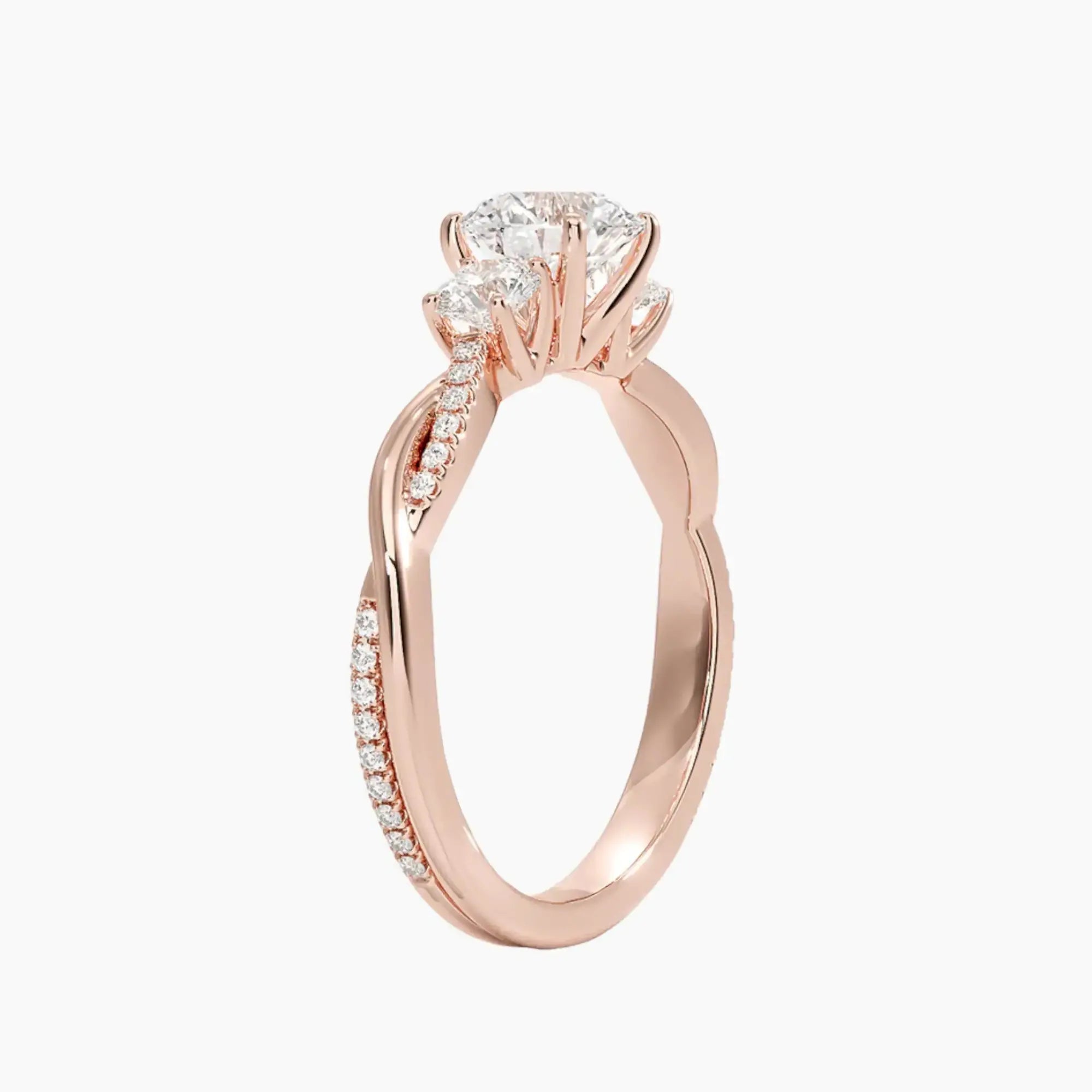 Calista Twisted Round Designer 2.5 Carat Lab Grown Diamond Engagement Ring in 18K White Gold