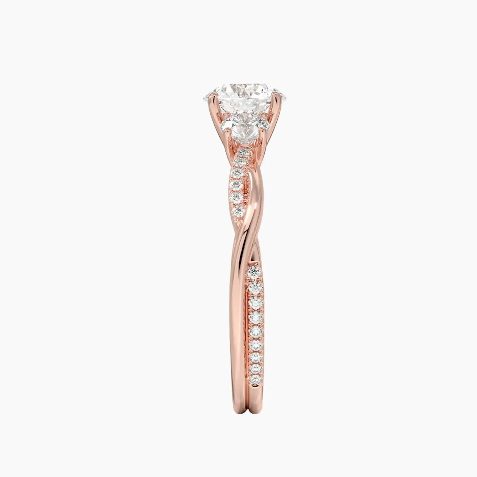 Calista Twisted Round Designer 3 Carat Lab Grown Diamond Engagement Ring in 18K Yellow Gold