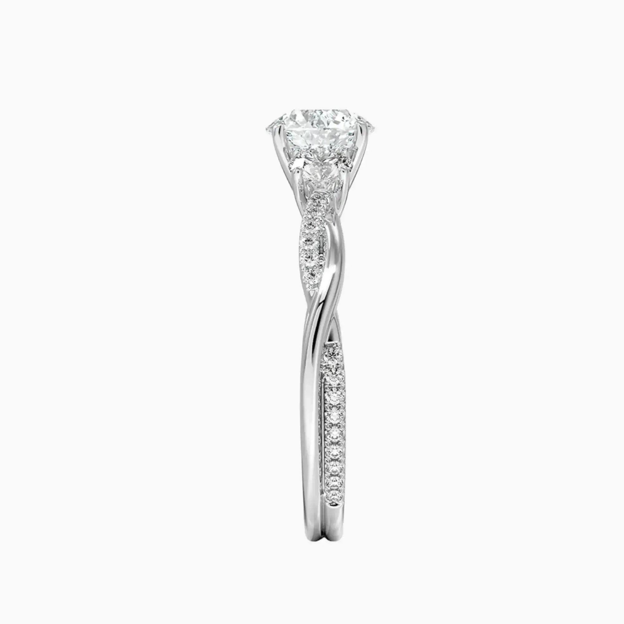 Calista Twisted Round Designer 3 Carat Lab Grown Diamond Engagement Ring in 14K Yellow Gold