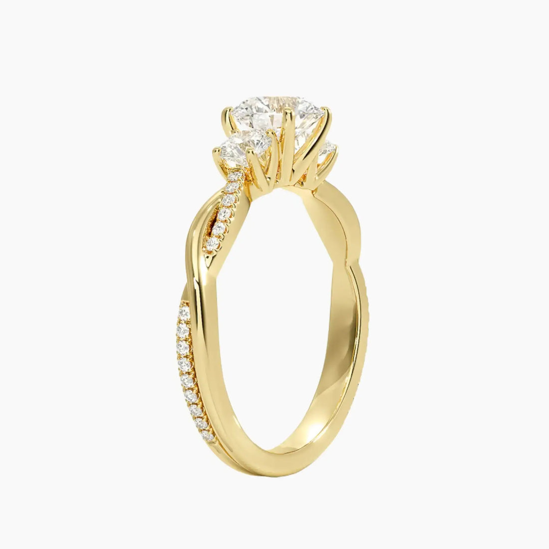 Calista Twisted Round Designer Diamond Ring Setting in 18K Rose Gold