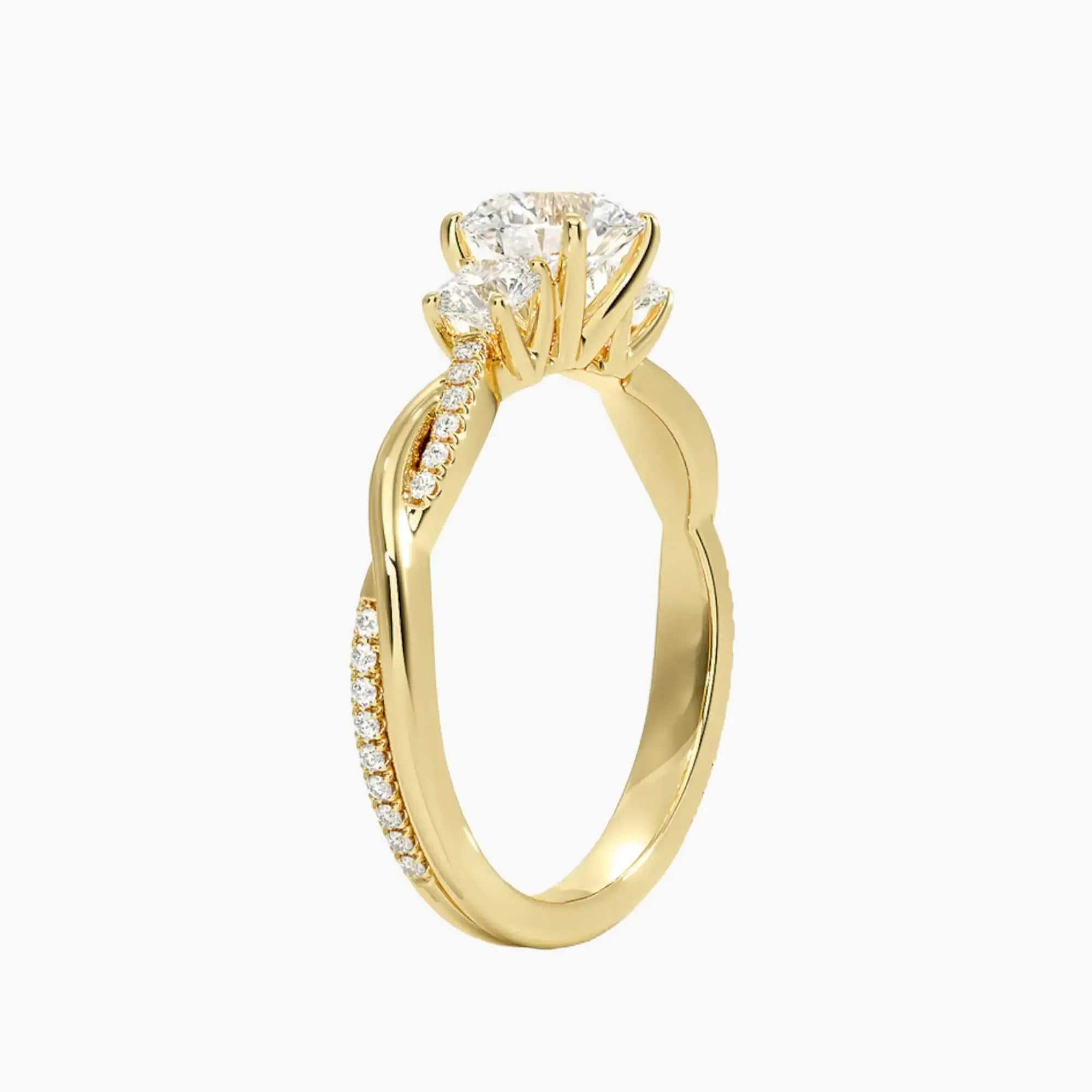 Calista Twisted Round Designer 2.5 Carat Lab Grown Diamond Engagement Ring in 18K Rose Gold
