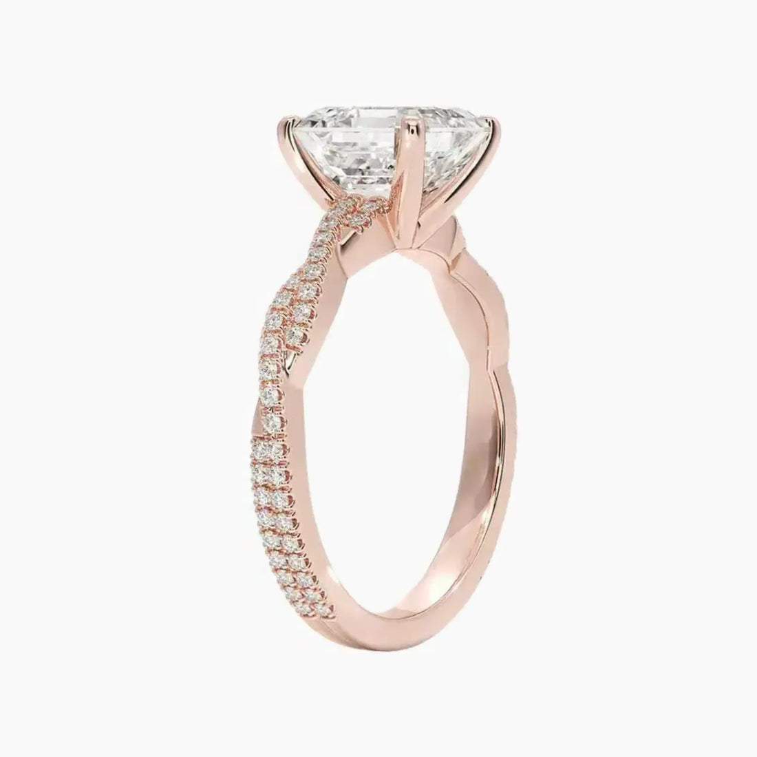 Briar Asscher Designer 1.5 Carat Lab Grown Diamond Engagement Ring in 14K Rose Gold