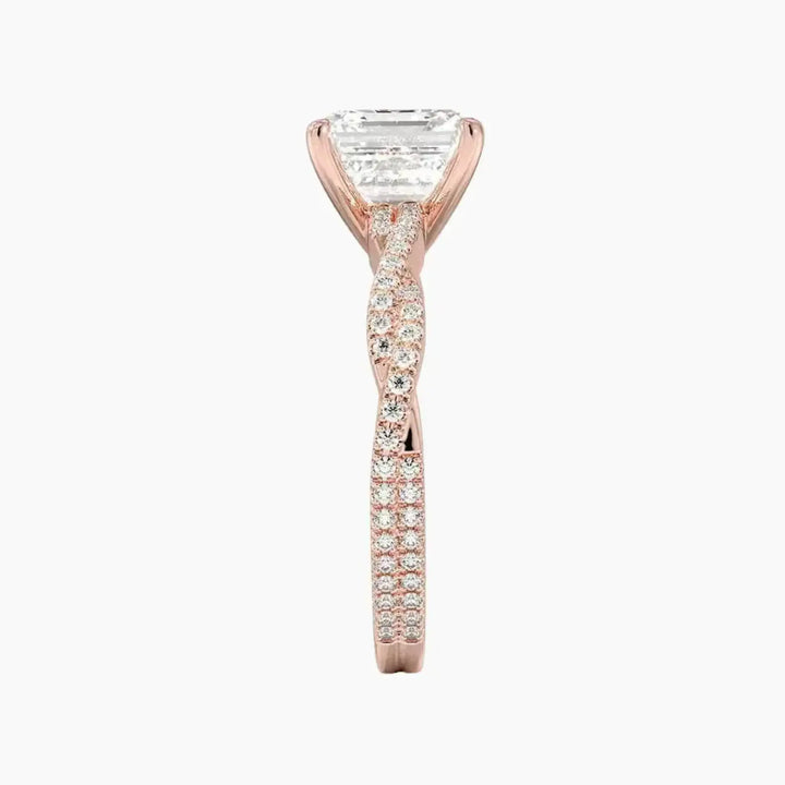 Briar Asscher Designer 3 Carat Lab Grown Diamond Engagement Ring in 14K Yellow Gold