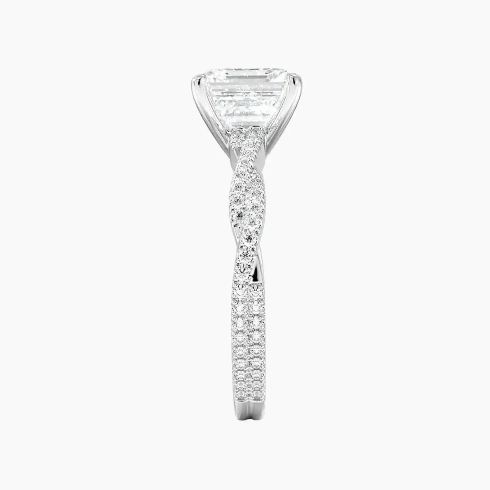 Cassia Asscher Designer Diamond Ring Setting in 18K White Gold