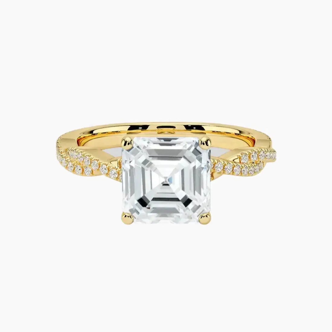 Cassia Asscher Designer 3 Carat Lab Grown Diamond Engagement Ring in 14K Yellow Gold
