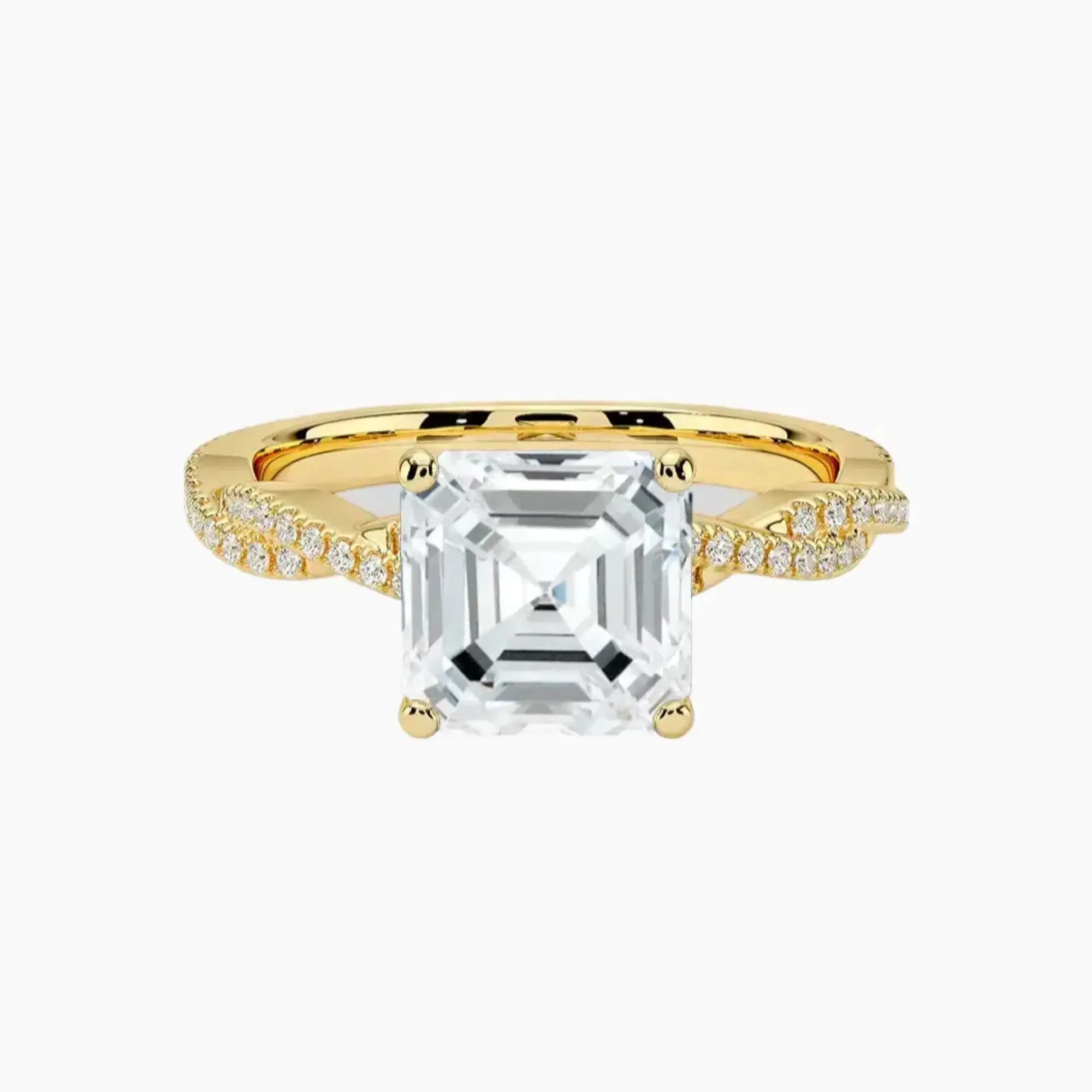 Briar Asscher Designer 1 Carat Lab Grown Diamond Engagement Ring in 18K Yellow Gold