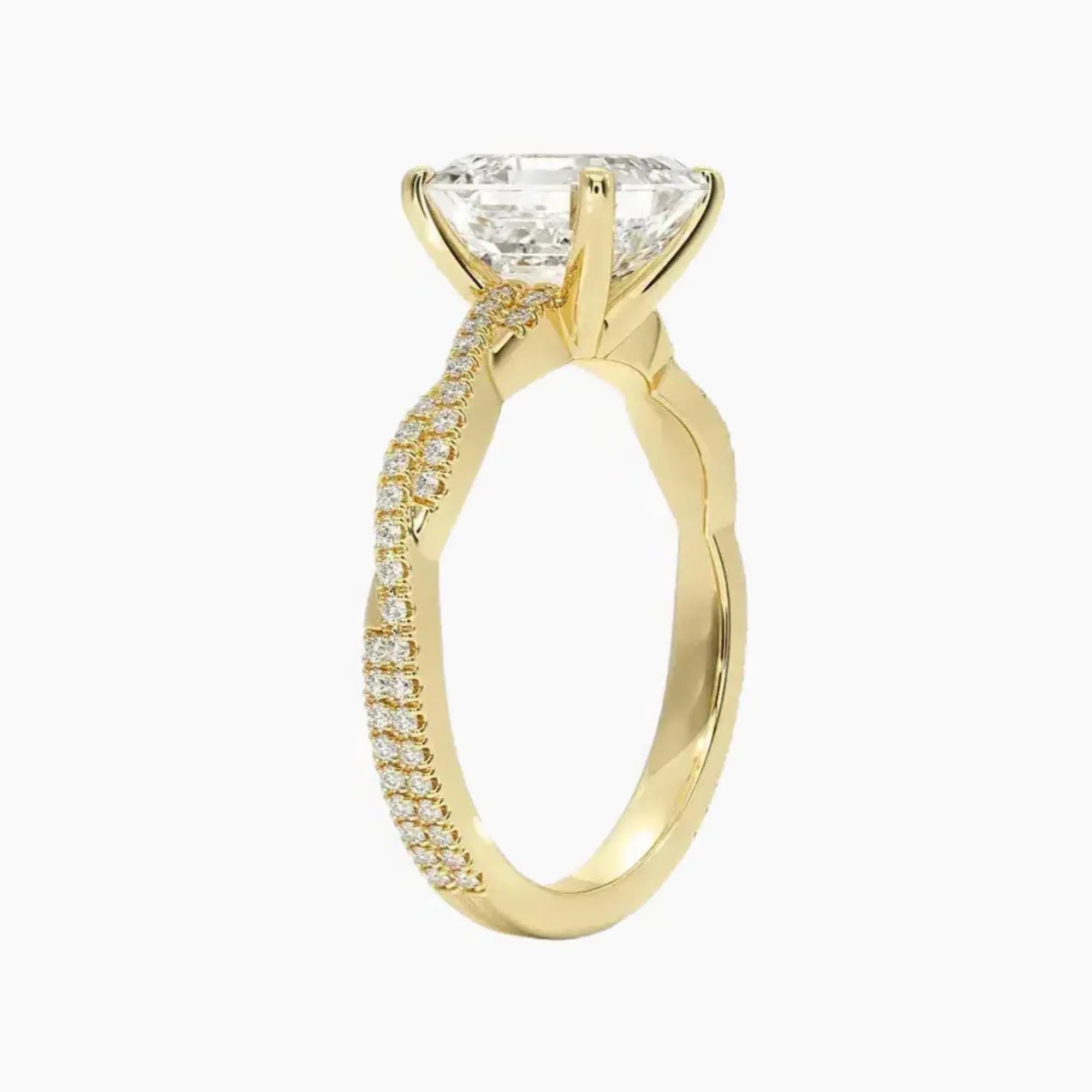 Cassia Asscher Designer 1.5 Carat Lab Grown Diamond Engagement Ring in 14K Yellow Gold