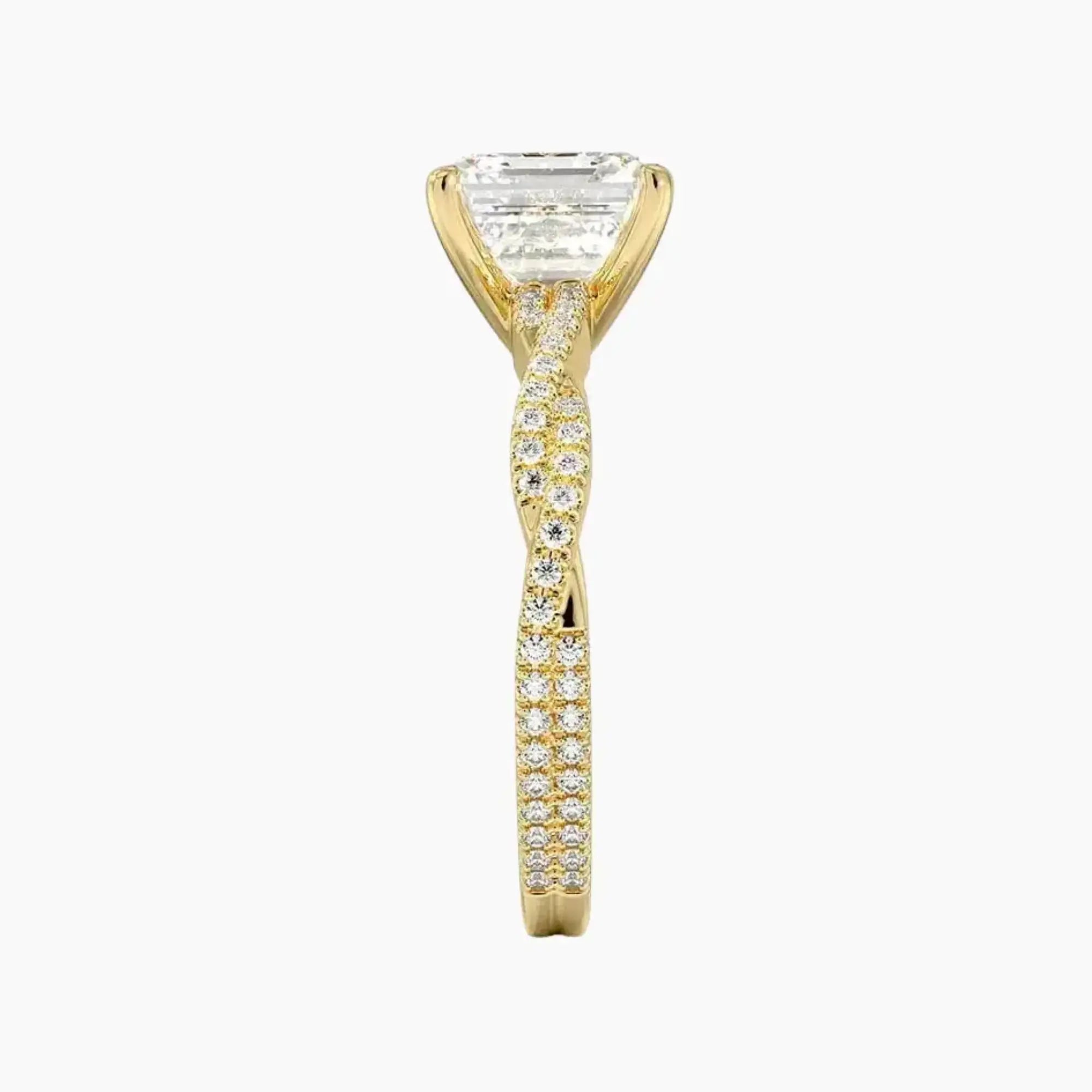 Cassia Asscher Designer 2.5 Carat Lab Grown Diamond Engagement Ring in 14K Yellow Gold