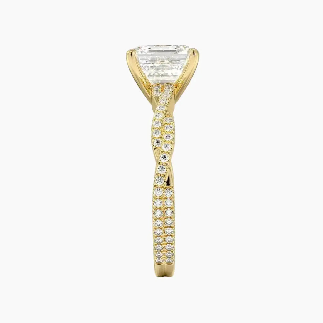Cassia Asscher Designer 1 Carat Lab Grown Diamond Engagement Ring in 18K White Gold