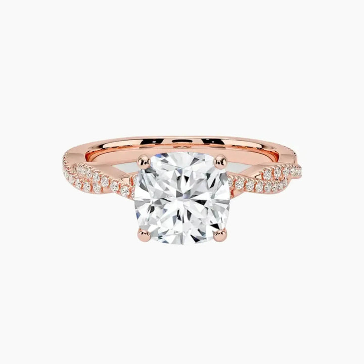Cassia Cushion Designer 1 Carat Lab Grown Diamond Engagement Ring in 18K Rose Gold