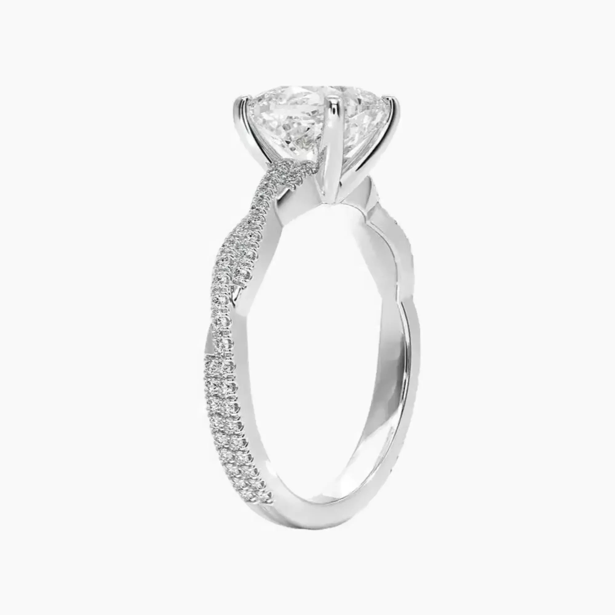 Briar Cushion Designer 3 Carat Lab Grown Diamond Engagement Ring in 18K White Gold