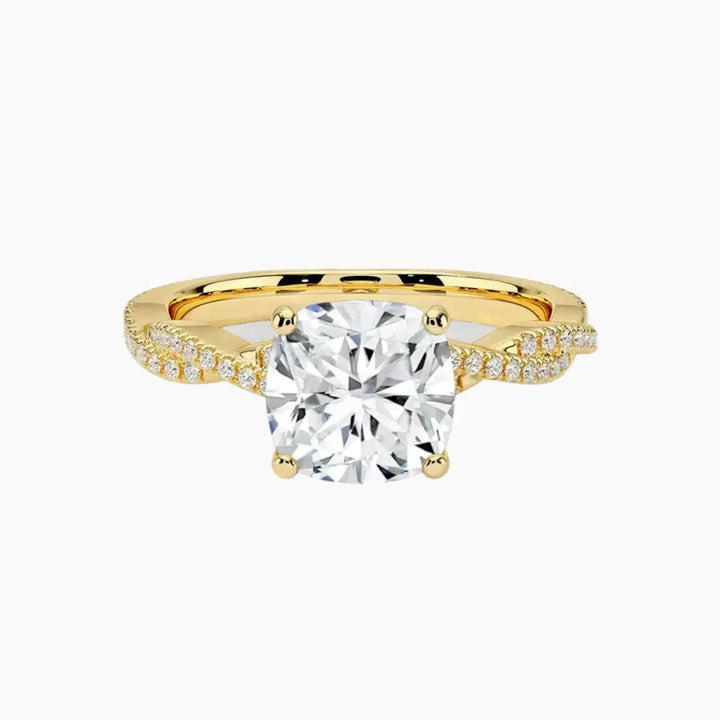 Briar Cushion Designer 3 Carat Lab Grown Diamond Engagement Ring in 18K Yellow Gold