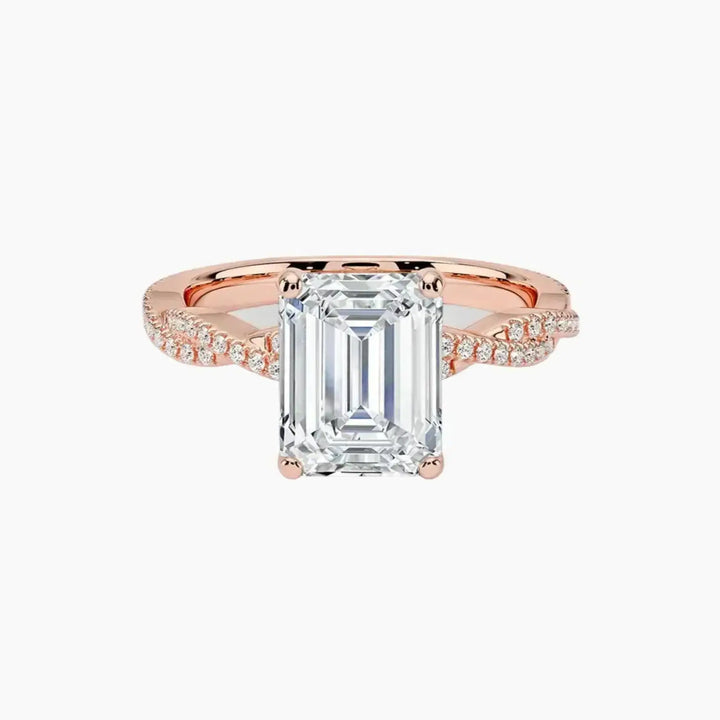 Cassia Emerald Designer 1.5 Carat Lab Grown Diamond Engagement Ring in 14K Rose Gold