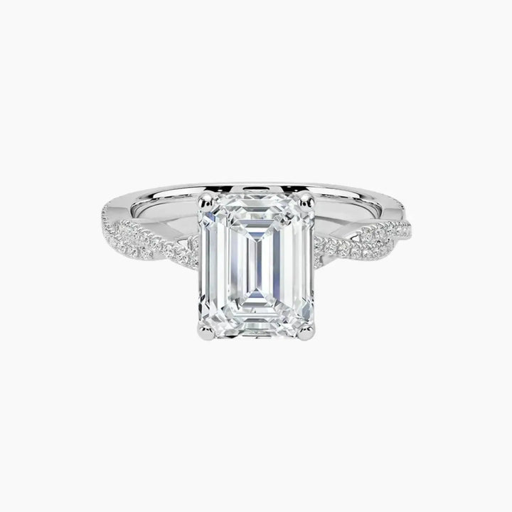 Cassia Emerald Designer 3 Carat Lab Grown Diamond Engagement Ring in 18K White Gold