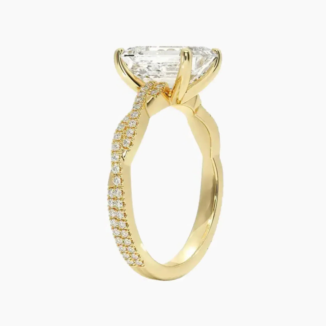 Cassia Emerald Designer Diamond Ring Setting in 18K Yellow Gold
